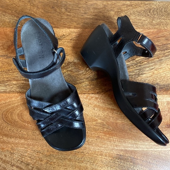 Naot Shoes - NAOT Black Leather Open Toe Sandals Shoes Platform